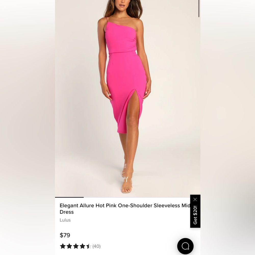 One Shoulder Midi Dress! Never worn. HOT PINK!